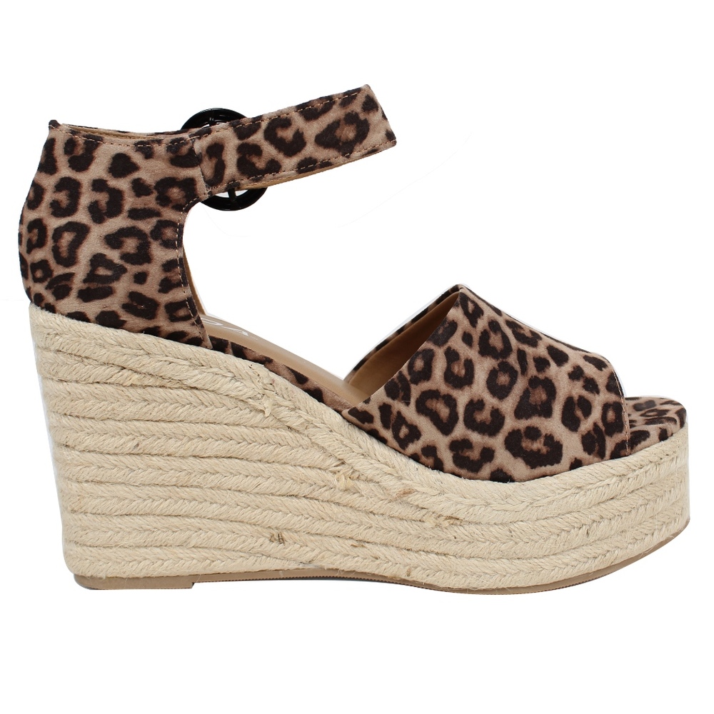 Size 10 Oat Cheetah Open Toe Ankle Strap Espadrill - Picture 4 of 6